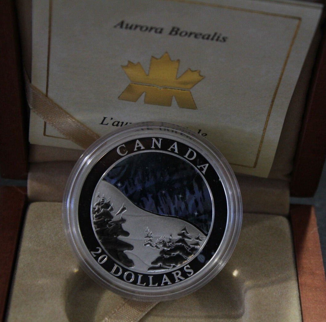 2004 Aurora Borealis $20 Fine Silver Coin by the Royal Canadian Mint