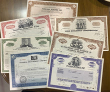 Load image into Gallery viewer, 7 Stock Share Certificates of Different Companies Lot #2
