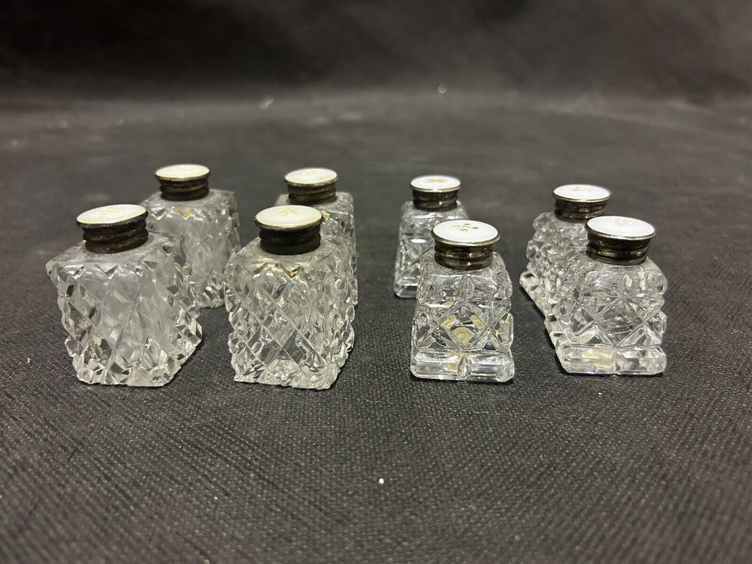 Sterling / Cut Crystal Salt and Pepper lot of 8