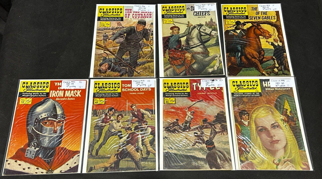 1952 Classics Illustrated  #36, #45, #52, #54,#67. #98, #99 lot of 7 Comic Books