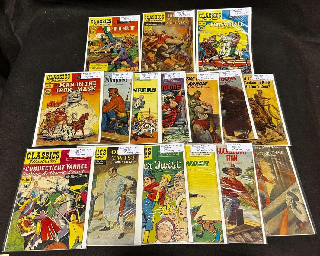 1950 Classics Illustrated lot of 16 Comic Book, EX+
