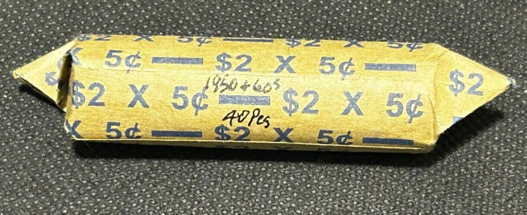 1950s and 1960s Canada 5cent (Nickels) Coin Roll (40 coins)
