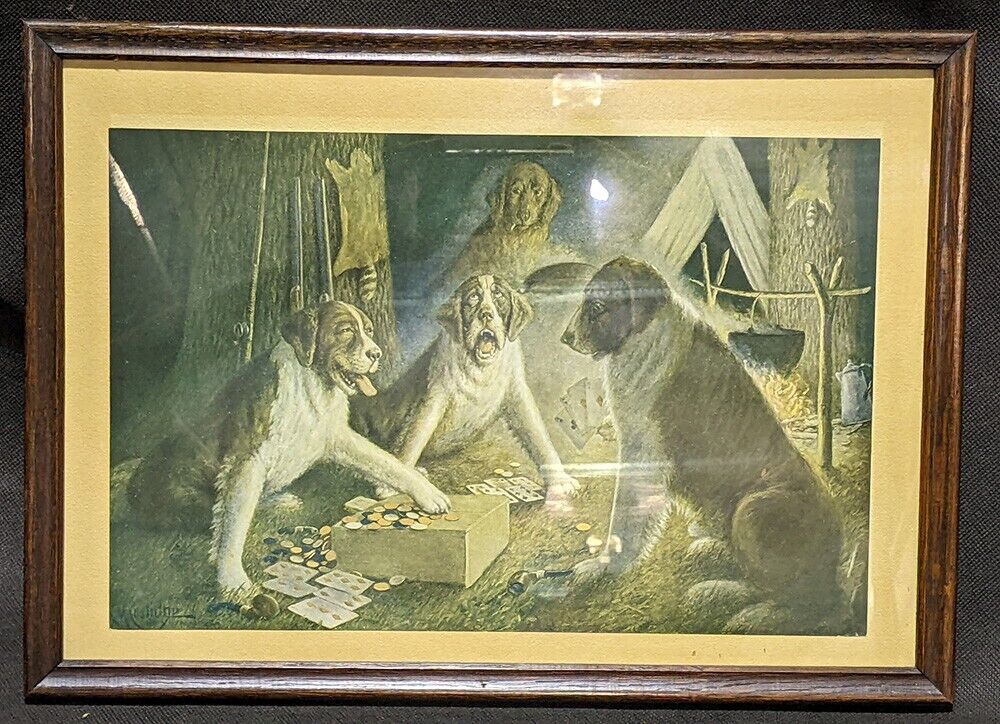 Framed Print by Coolidge - Dogs Gambling & Hunting