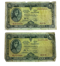 Load image into Gallery viewer, 1968/1972 Rare Ireland Irish Bank Notes of Pounds, 5 pound/ 3x 1 pound notes

