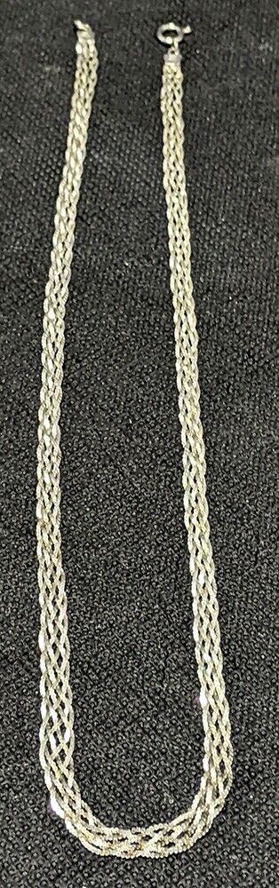 Sterling Silver Braided Strand Necklace - 18