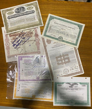 Load image into Gallery viewer, 7 Rare Stock Share Certificates of different Companies Lot #7
