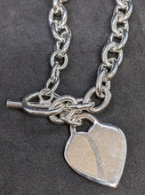 Load image into Gallery viewer, Sterling Silver Dangle Heart Charm with Toggle Clasp O-Ring Bracelet - 7&quot;
