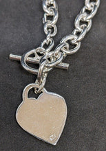 Load image into Gallery viewer, Sterling Silver Dangle Heart Charm with Toggle Clasp O-Ring Bracelet - 7&quot;

