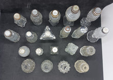 Load image into Gallery viewer, Lot Vintage Crystal Glass Salt Pepper Shakers STERLING / Chrome TOPS 20 pcs

