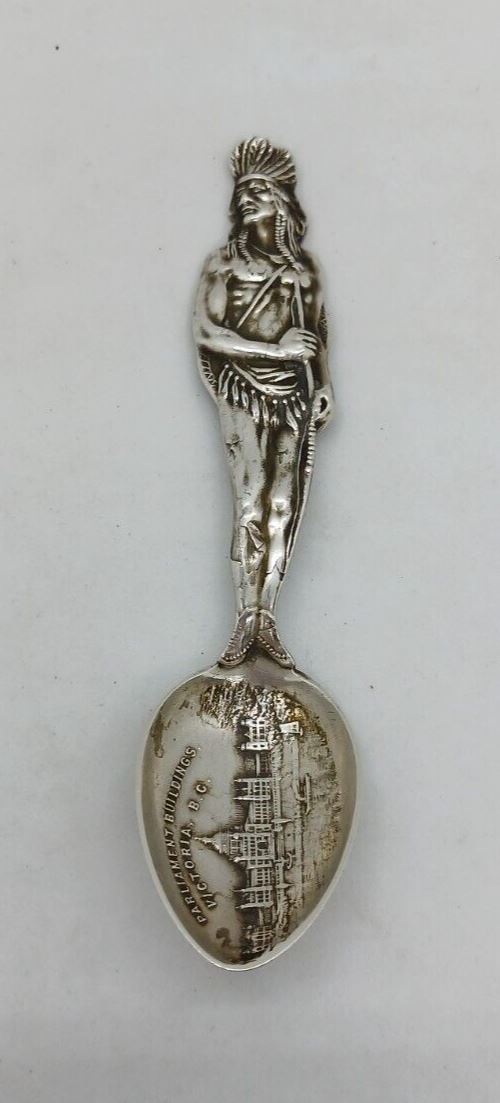 BC Parliament Full Indian Figure Souvenir Sterling Silver Spoon