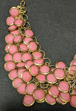 Load image into Gallery viewer, Gold Tone Multi Dangle Pink Bead Bib Necklace - 20&quot;
