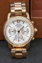 Load image into Gallery viewer, Women&#39;s Rose Tone Stainless Steel COACH Wristwatch - Crystal Bezel, Chrono Look
