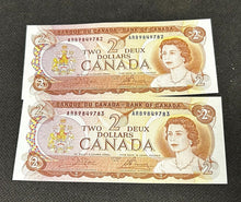 Load image into Gallery viewer, 1974 Bank Of Canada two Dollar Note x9, Mint condition
