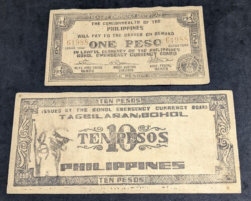 2 x Philippine Guerrilla Notes - 1 & 10 Pesos