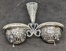 Load image into Gallery viewer, Vintage 800 Silver - HAZORFIM - Double Salt &amp; Candle Stick Holder
