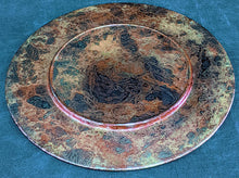 Load image into Gallery viewer, Antiqued Red Black Marbled Glass Charger Plate - 12.5&quot;
