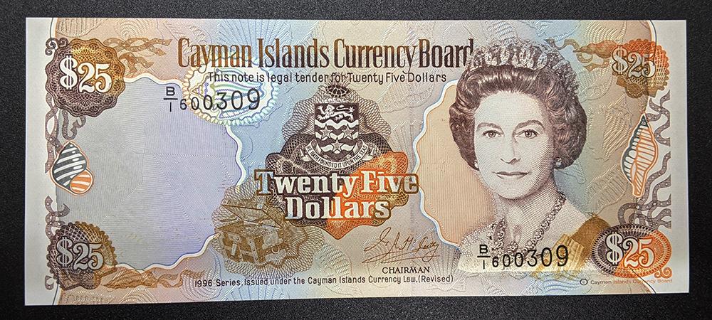 1996 Cayman Islands Currency Board $25 Bank Note – U N C