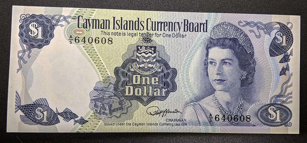 1985 Cayman Islands Currency Board $1 Bank Note – U N C