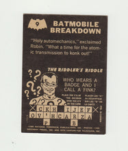 Load image into Gallery viewer, 1966 O Pee Chee OPC Batman Riddler Back Card: Batmobile Breakdown #9

