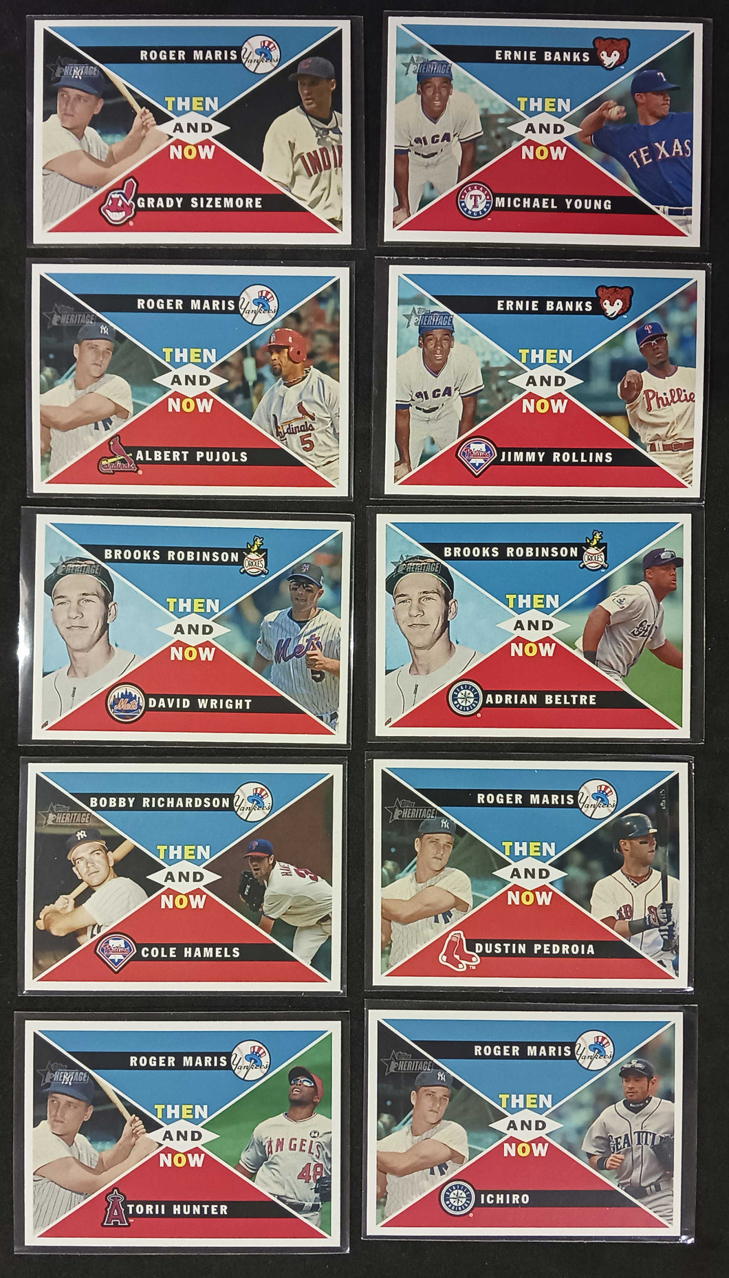 2009 Topps Heritage Then and Now Baseball Cards Complete Set