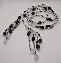 Load image into Gallery viewer, Black &amp; White Glass Bead Belt - 54&quot; - Tassel Ends
