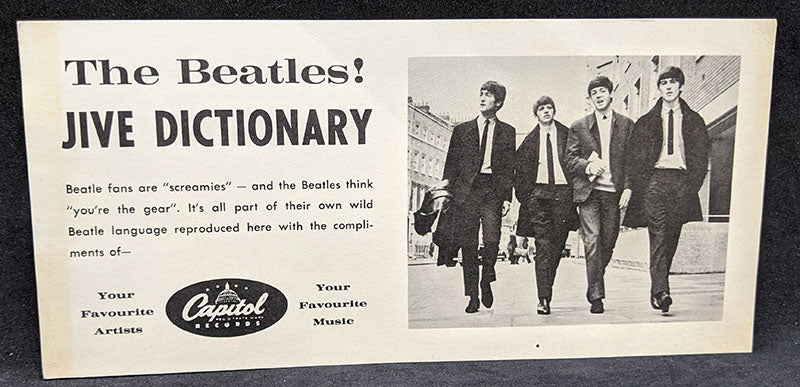 The Beatles Jive Dictionary Promo Card / Paper Sheet in VG-EX Shape