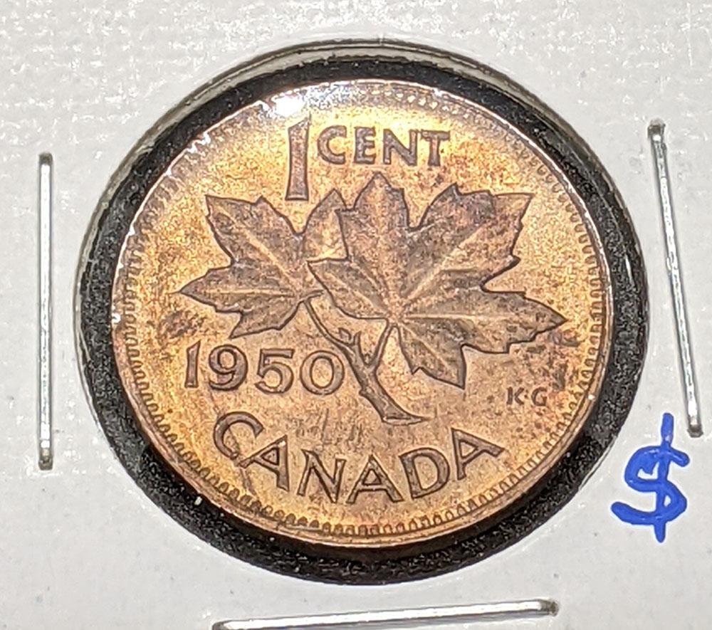 1950 Canada Small One Cent Penny Coin