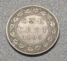 Load image into Gallery viewer, 1893 Canada Large One Cent Coin F
