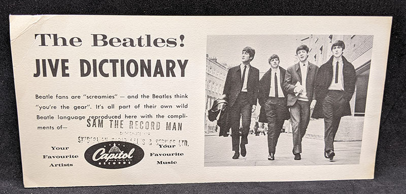 The Beatles Jive Dictionary Promo Card / Paper Sheet - Stamped