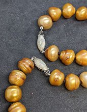 Load image into Gallery viewer, Sterling Silver Clasps - Dyed Brown Rough Pearl Bead Strand &amp; Bracelet Set
