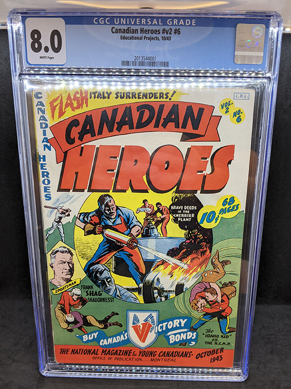 CGC 8.0 Graded Canadian Heroes Vol. 2, #6 - RARE CANADIAN White EDITION