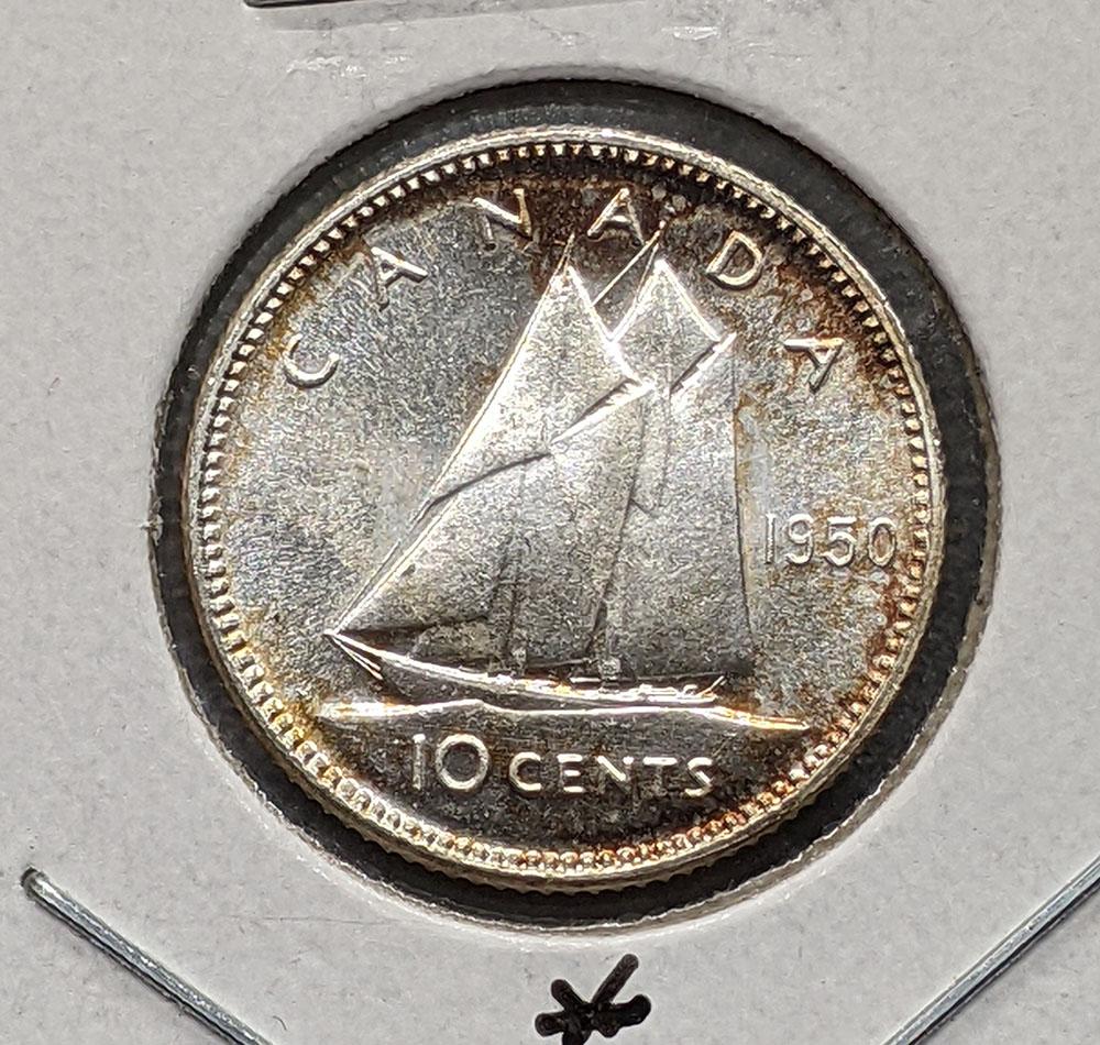 1950 Canada Silver 10-Cent Dime Coin