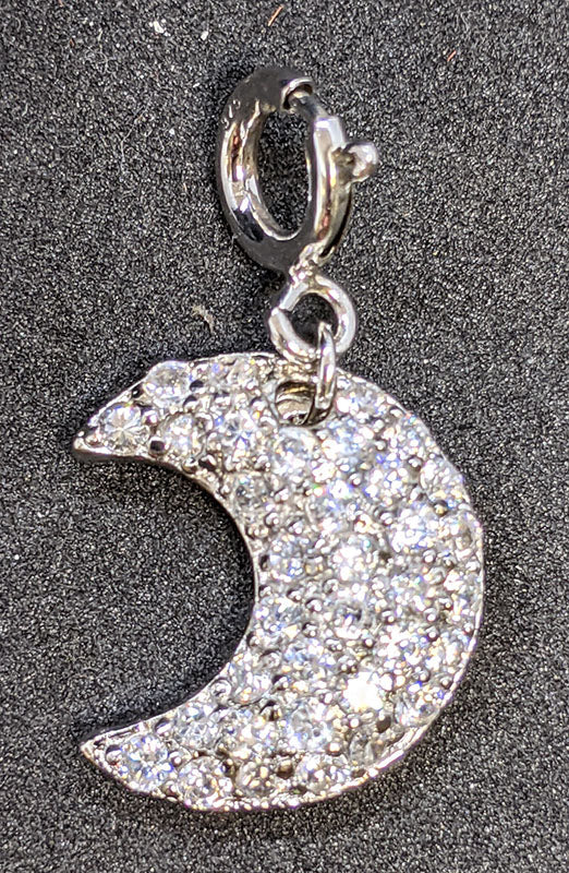 Sterling Silver & Cubic Zirconia Crescent Moon Charm