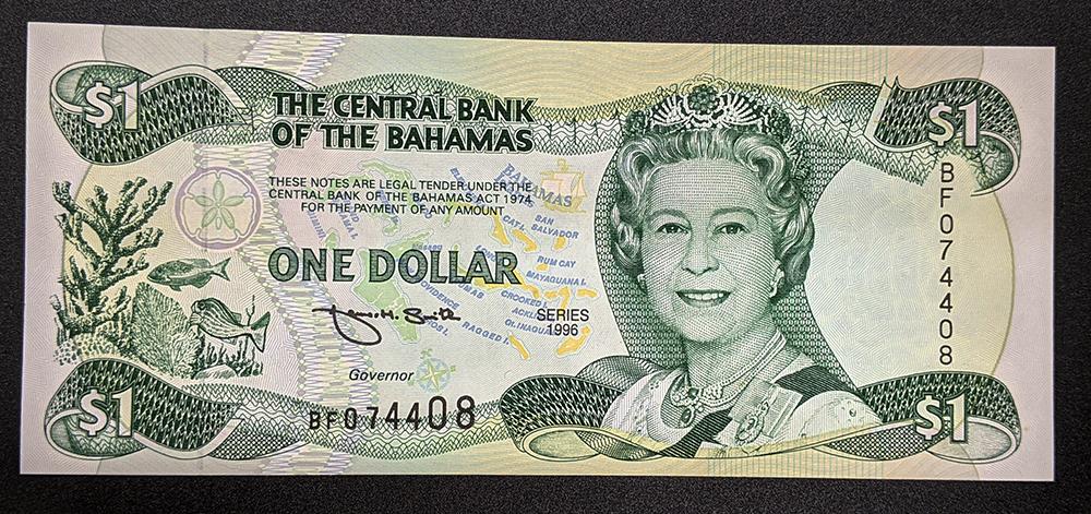 1996 Central Bank of Bahamas $1 Bank Note – U N C