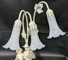 Load image into Gallery viewer, Vintage Plaster Lamp - Fluted Shades - Couple With Flowers
