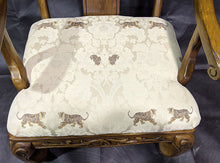 Load image into Gallery viewer, Pair of Beautiful Carved Wood &amp; Tiger Motif Fabric Deep Chairs
