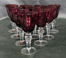 Load image into Gallery viewer, 10 Cranberry to Clear Glass Wine Goblets
