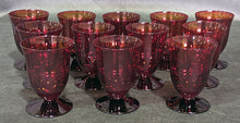 Load image into Gallery viewer, 12 Cranberry Glass Pedestal Water Glasses
