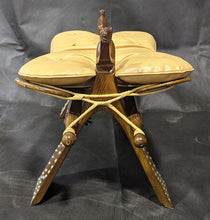 Load image into Gallery viewer, Wood &amp; Leather - Camel Detail - Foot Stool - As Is
