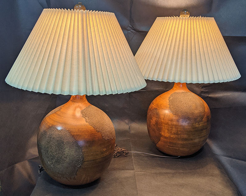 2 Mid-Century Modern Table Lamps - Working Order - Multi Textured