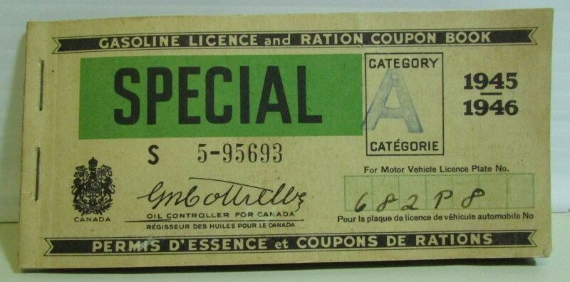Gasoline Licence & Ration Coupon Book (1945/46) & Highway Traffic Act 1948