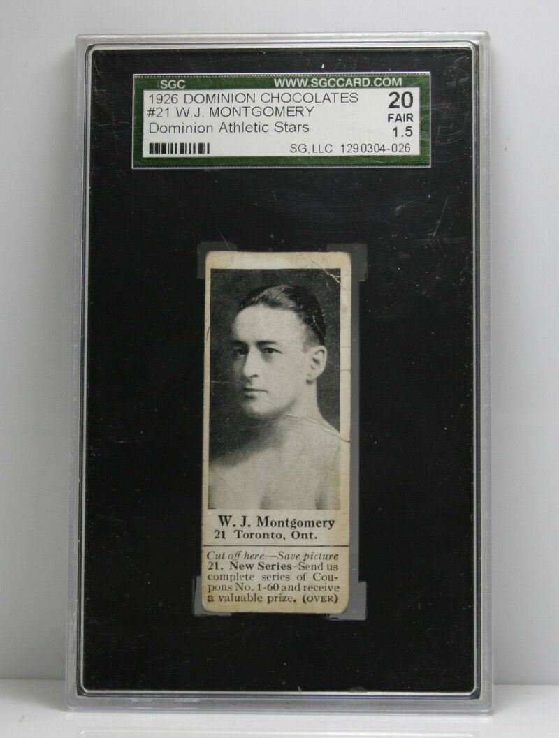 1926 Dominion Chocolates Graded Card – #21 W.J. Montgomery – FAIR