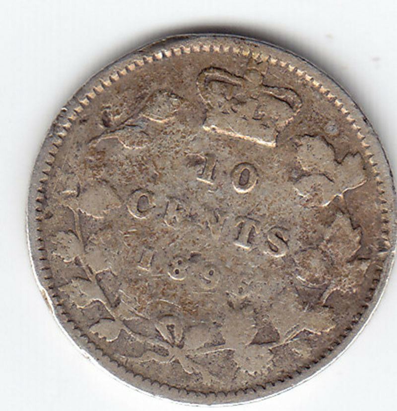 1896 Canada Sterling Silver 10-Cent Dime Coin - OBV 5!
