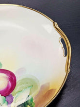 Load image into Gallery viewer, Beautiful Hand Painted Nippon Cake Plate - Gold Rim, Red Fruit &amp; Leaves
