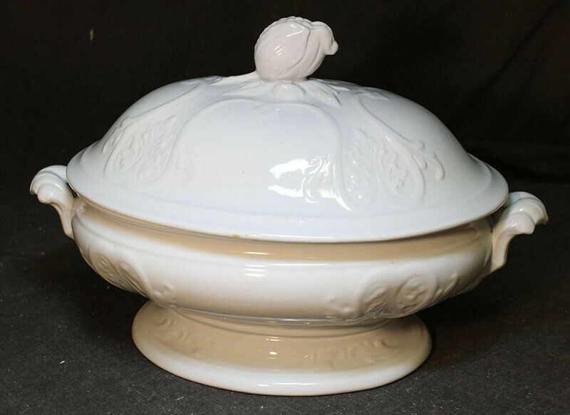 c. 1880's English White Stone Covered Vegetable