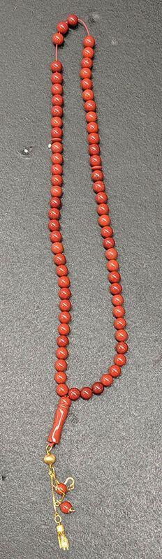 Beautiful Tasbih Prayer Beads - Carnelian & 14 Kt Gold - 21