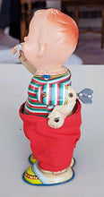 Load image into Gallery viewer, Vintage Metal Wind-Up Toy - baby Drinking &amp; Pulling Down Pants - Works!
