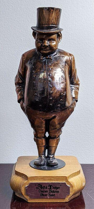 Brass “Artful Dodger” Charles Dickens Oliver Twist Figurine on Wood Base