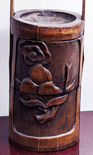 Load image into Gallery viewer, Vintage Carved Wooden Split Carrying Container
