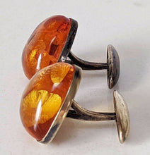 Load image into Gallery viewer, Vintage 9 Ct &amp; 875 Silver Triangular Natural Amber Cufflinks
